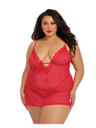 Plus Size Lace Mesh Chemise & Robe Set with G-String - Flirt! Luxe Lingerie & Sleepwear