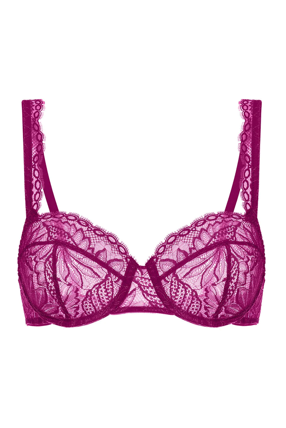 Exotica Sheer Demi Bra - Raspberry - Flirt! Luxe Lingerie & Sleepwear