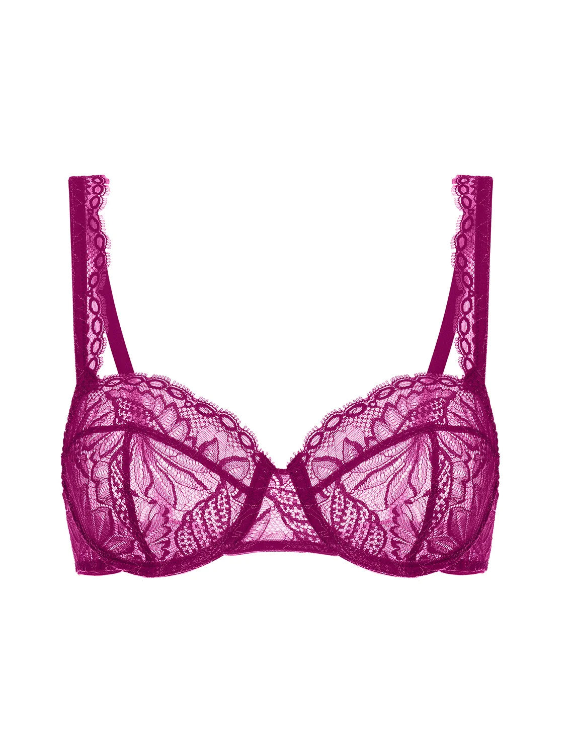 Exotica Sheer Demi Bra - Raspberry - Flirt! Luxe Lingerie & Sleepwear