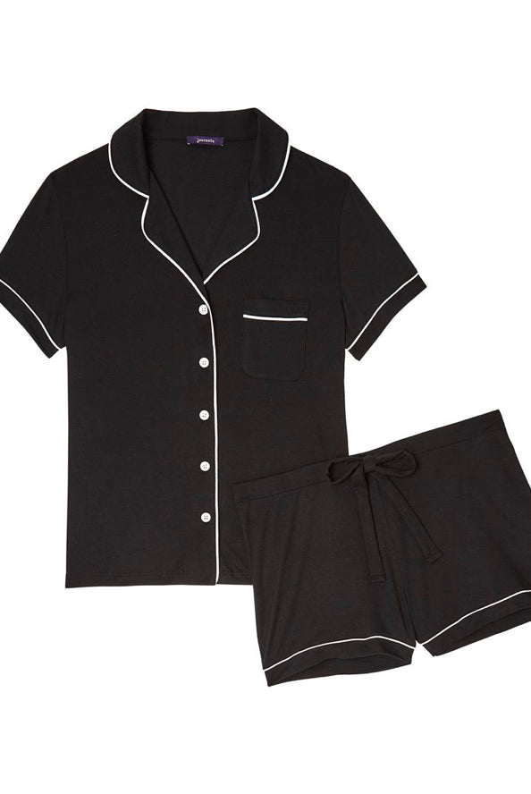 Lilly Short Sleeve Pajama Set Black - Flirt! Luxe Lingerie & Sleepwear