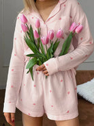 Sweetheart Blouse & Pajama Shorts Set - Flirt! Luxe Lingerie & Sleepwear