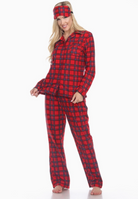 Brushed Flannel Long Sleeve, Pant PJ Set with bonus Eye Mask - Flirt! Luxe Lingerie & Sleepwear