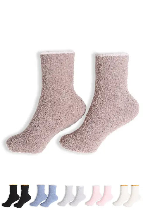 Color Edge Fuzzy Crew Socks - Flirt! Luxe Lingerie & Sleepwear