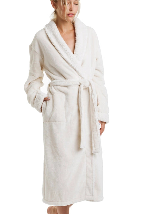 Keila Sherpa Fleece Robe - Cream - Flirt! Luxe Lingerie & Sleepwear