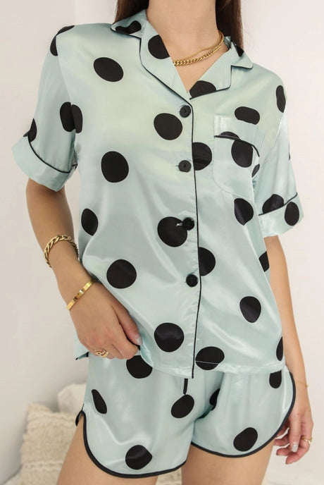 Polka Dot Lounge Pajama Set Shirt - Flirt! Luxe Lingerie & Sleepwear
