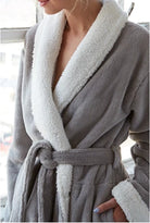 Keila Sherpa Fleece Robe - Grey - Flirt! Luxe Lingerie & Sleepwear