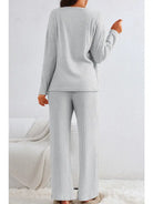 Cozy Grey Ribbed Knit Shirt - Flirt! Luxe Lingerie & Sleepwear