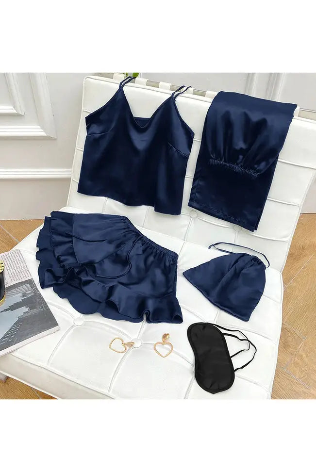 Ruffled Navy Lounge Shorts - Flirt! Luxe Lingerie & Sleepwear